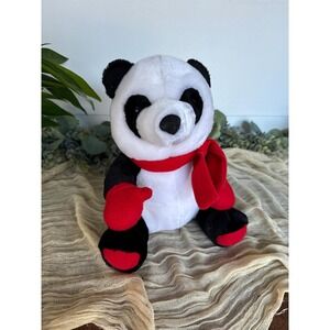 1990s Christmas Panda by Hallmark Cards Co plush bear‎ holiday stuffed animal